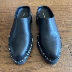 Jenni Kayne Lug Mules in Black Leather